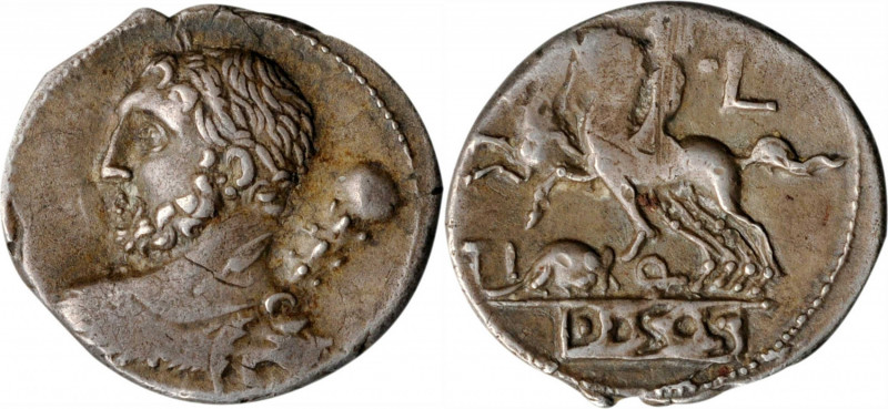 ROMAN REPUBLIC. Ti. Quinctius. AR Denarius (3.99 gms), Rome Mint, 112-11 B.C. NE...