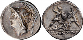 ROMAN REPUBLIC. Q. Thermus M.f. AR Denarius (3.88 gms), Rome Mint, 103 B.C. EXTREMELY FINE.

Cr-319/1; Syd-592. Obverse: Helmeted head of Mars left; R...