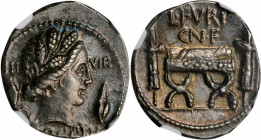 ROMAN REPUBLIC. L. Furius Cn.f. Brocchus. AR Denarius (3.97 gms), Rome Mint, 63 B.C. NGC Ch AU, Strike: 4/5 Surface: 5/5.

Cr-414/1; Syd-902. Obverse:...