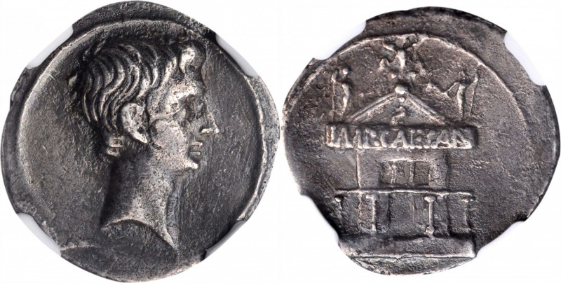 OCTAVIAN. AR Denarius (3.65 gms), Uncertain mint in Italy, possibly Rome, 30-29 ...