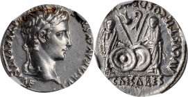 AUGUSTUS, 27 B.C.- A.D. 14. AR Denarius (3.72 gms), Lugdunum Mint, 2 B.C.- A.D. 4. NGC AU, Strike: 4/5 Surface: 3/5.

RIC-207; RSC-43. Obverse: Laurea...