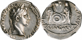 AUGUSTUS, 27 B.C.- A.D. 14. AR Denarius (3.88 gms), Lugdunum Mint, 2 B.C.- A.D. 12. NGC EF, Strike: 3/5 Surface: 4/5.

RIC-207; RSC-43. Obverse: Laure...
