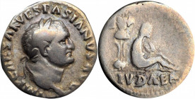 VESPASIAN, A.D. 69-79. AR Denarius (3.28 gms), Rome Mint, A.D. 69-70. CHOICE FINE.

RIC-2; Hendin-1479; RSC-226. "Judaea Capta" commemorative. Obverse...