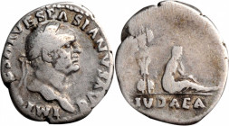 VESPASIAN, A.D. 69-79. AR Denarius (2.98 gms), Rome Mint, A.D. 69-70. CHOICE FINE.

RIC-2; Hendin-1479; RSC-226. "Judaea Capta" commemorative. Obverse...