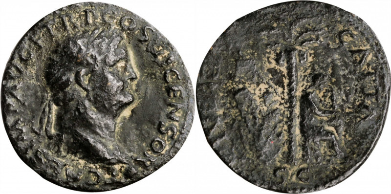 TITUS, A.D. 79-81. AE As (10.78 gms), Lugdunum Mint, A.D. 77-78. VERY GOOD.

RIC...