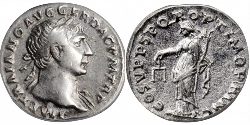TRAJAN, A.D. 98-117. AR Denarius, Rome Mint, ca. A.D. 108-109. ANACS EF 40.

Woy...