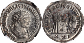 MAXIMIAN, A.D. 286-310. BI Aurelianianus (Antoninianus) (3.47 gms), Antioch Mint, 5th Officina, A.D. 293. NGC MS, Strike: 5/5 Surface: 3/5. Silvering....