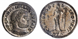 MAXIMIAN, A.D. 286-310. BI Nummus (10.14 gms), Heraclea Mint, 1st Officina, A.D. 294. NGC Ch EF, Strike: 4/5 Surface: 3/5. Silvering.

RIC-17b. Obvers...