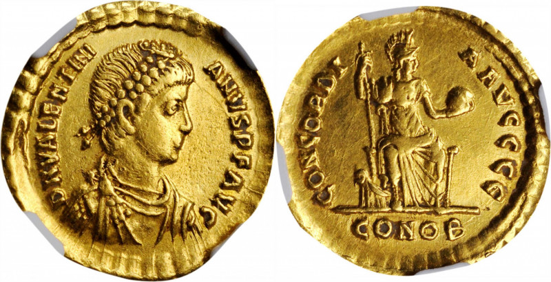 VALENTINIAN II, A.D. 375-392. AV Solidus (4.43 gms), Constantinople Mint, 5th Of...