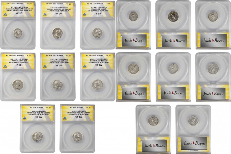 MIXED LOTS. Octet of Silver Denarii (8 Pieces), Trajan to Marcus Aurelius, A.D. ...