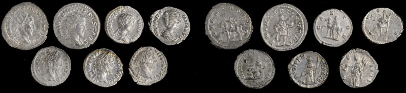 MIXED LOTS. Septet of Silver Denominations (7 Pieces), Antoninus Pius to Trajan ...