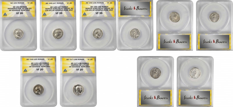 MIXED LOTS. Quintet of Silver Denarii (5 Pieces), Trajan to Marcus Aurelius, A.D...