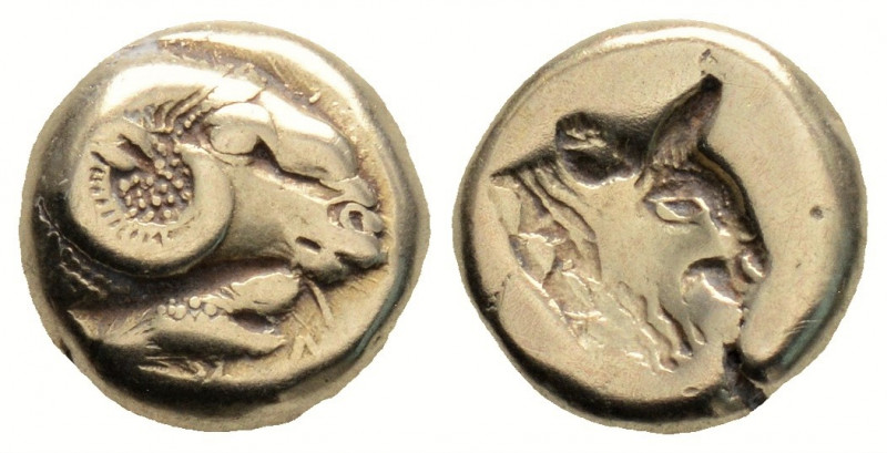 Greek
LESBOS. Mytilene. (Circa 521-478 BC).
Hekte Electrum (10.3mm 2.50g)
 Ram's...