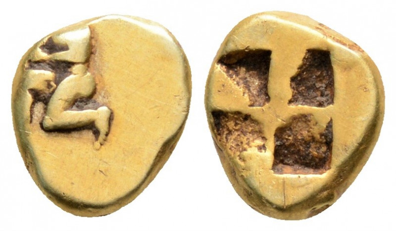Greek
MYSIA. Kyzikos. (Circa 500-450 BC).
EL Hemihekte (8.9mm 1.34)
Nude male kn...