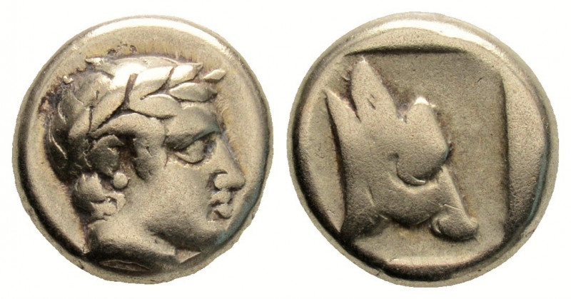 Greek
LESBOS, Mytilene. (Circa 454-428/7 BC).
Hekte Electrum (10.7mm 2.46g)
Laur...