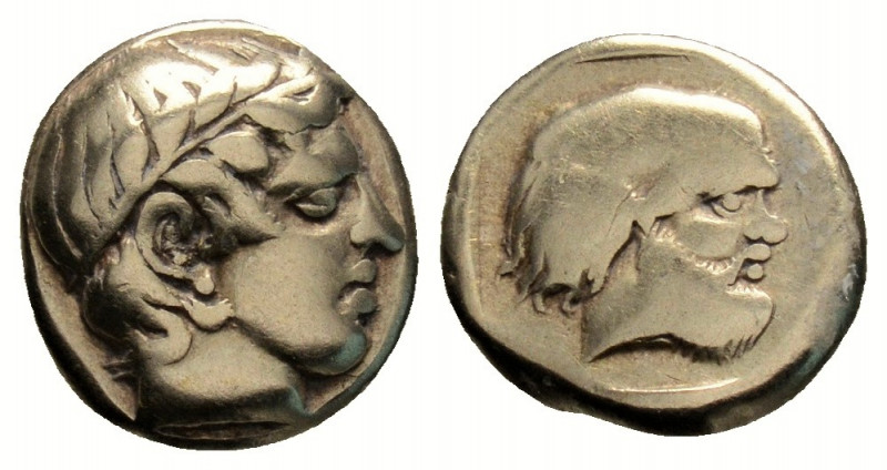 Greek
LESBOS, Mytilene. (Circa 454-428/7 BC).
Hekte Electrum (10.4mm 2.49g)
Laur...