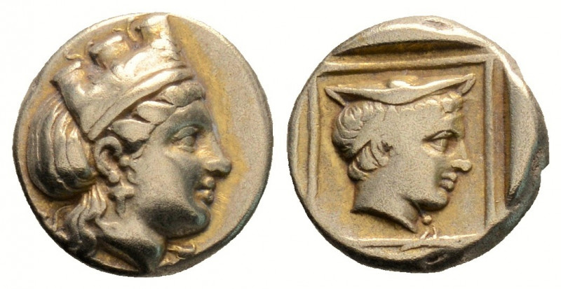 Greek
Lesbos, Mytilene. (Circa 412-378 BC).
Hekte Electrum (10.7mm 2.52g)
EL Hek...
