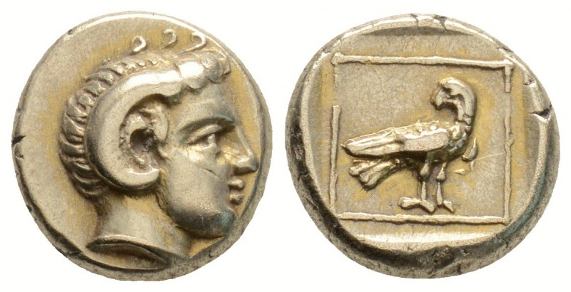Greek
Lesbos, Mytilene. (Circa 377-326 BC)
Hekte Electrum (11.3mm 2.55g)
Head of...
