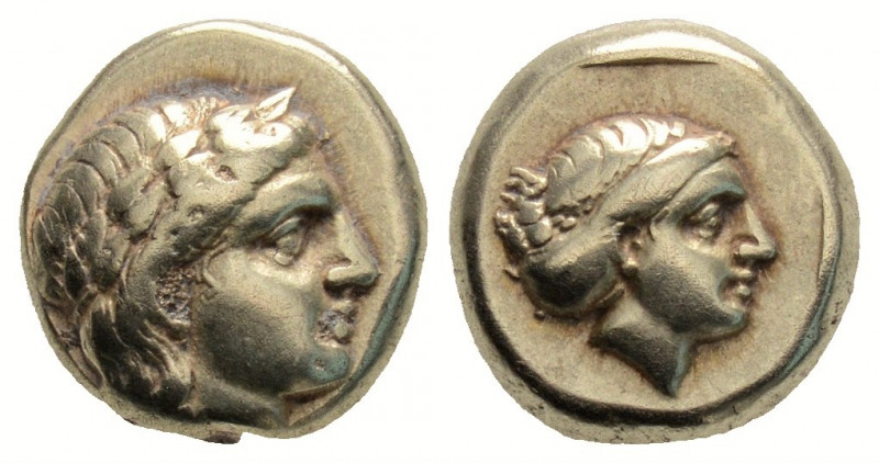Greek
LESBOS, Mytilene. (Circa 377-326 BC). 
Hekte Electrum (10mm 2.54g)
Laureat...