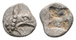 Greek
Ionia. Phokaia (circa 600 BC.)
Tetartemorion Silver (2.6mm 0.32g)
Head of griffin right / Four-part incuse square.
SNG Copenhagen Supp. 339; SNG...