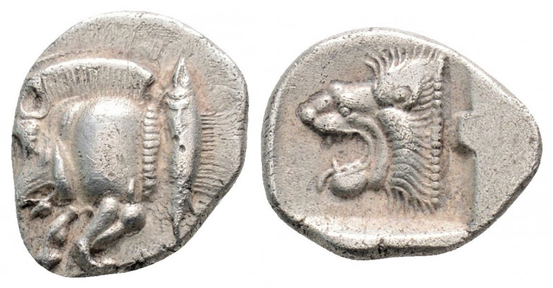 Greek
Mysia. Kyzikos (circa 480 BC).
Diobol (12mm 1.06g)
Forepart of boar left w...