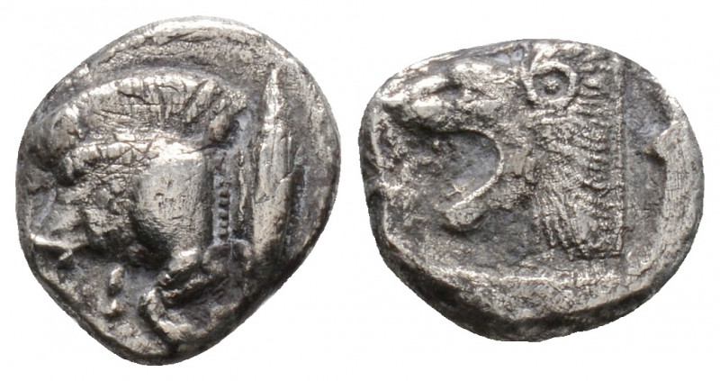 Greek
Mysia. Kyzikos. (Circa 450-400 BC).
Diobol Silver (10.6mm 1.15g).
Forepart...