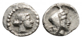 Greek
CILICIA, Mallos. Tiribazos. Satrap of Lydia, 388-380 BC. Struck circa 390/87-387/6 BC.
Hemiobol Silver (7 mm 0.3 g)
Head of Aphrodite right / He...
