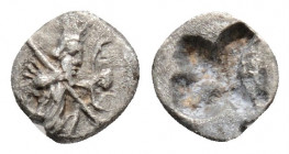 Greek
PERSIA, Achaemenid Empire. Darios I to Xerxes II (Circa 485-420 BC)
Tetartemorion Silver (6mm 0.15 g)
Persian king or hero, wearing kidaris and ...