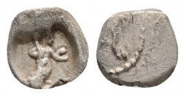 Greek
CILICIA, Tarsos. Tiribazos(?). Satrap of Lydia,( circa 388-380 BC.)
Obol Silver (5.7mm 0.23g)
Baltaars seated right, holding eagle and scepter /...