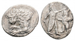 Greek
PERSIA, Achaemenid Empire. Time of Artaxerxes III, Circa (340 BC.). Cilician mint.
Obol Silver ( 11.6mm 0.79g )
Forepart of lion to left, its he...