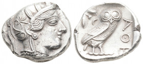 Greek
ATTICA. Athens. (Circa 449-404 BC.) 
Tetradrachm Silver (26.7mm 17.24g)
Head of Athena to right, wearing crested Attic helmet adorned with three...
