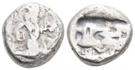 Greek
Persia, Achaemenid Empire, Sardes. Time of Darios II. (Circa 425-405 BC).
Siglos Silver (16mm 5.04g)
Persian king or hero, wearing kidaris and k...