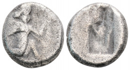Greek
Persia, Achaemenid Empire. Time of Xerxes II to Artaxerxes II. (Circa 420-320 BC ).
Siglos Silver (16mm 5.24)
Persian king or hero, wearing kida...