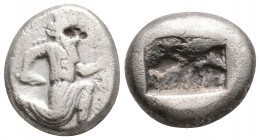 Greek
Achaemenid Kings of Persia, time of Artaxerxes II - Artaxerxes III. Sardes, (circa 375-340 BC).
Siglos Silver (15.3mm 5.34g)
Persian king or her...