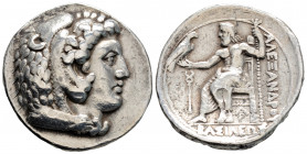 Greek
Kings of Macedon, Arados. Alexander III (circa 336-323 BC). 
Tetradrachm Silver (28.6mm 17.17g)
Head of Heracles right, clad in lion's skin / AΛ...