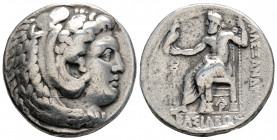 Greek
Kings of Macedon. Arados. Alexander III (circa 336-323 BC). 
Tetradrachm Silver (26.2mm 16.80g)
Head of Heracles right, clad in lion's skin / AΛ...