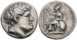 Greek
Kingdom of Pergamon, Attalos I. (circa 241-197 BC).
Tetradrachm Silver ( 29.6mm 15.61g)
Laureate head of Philetairos right / Athena enthroned le...