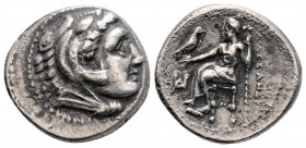 Greek 
KINGS OF MACEDON, Miletos. Alexander III (circa 336-323 BC)
Drachm Silver ( 17.4mm 4.14g)
Head of Herakles right, wearing lion skin. / AΛEΞANΔP...