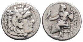 Greek
KINGS OF MACEDON, Miletos. Alexander III (circa 336-323 BC). 
Drachm Silver (16.1mm 4.26g)
Head of Herakles right, wearing lion skin. / AΛEΞANΔP...