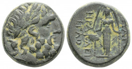 Greek
Phrygia, Apameia (Circa 88-40 BC). Heraklei-, and Eglo-, magistrates
AE Bronze (19mm 7.79g)
Laureate head of Zeus to right / Cult statue of Arte...