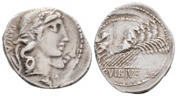 Roman Republic
Vibius. C. Vibius C.f. Pansa. (90 BC). Auxiliary mint of Rome.
Denarius Silver (21.5mm 3.77g)
Obv: Smallish laureate head of Apollo rig...