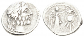 Roman Republic
Cn. Lentulus Clodianus (circa 88 BC). Rome.
Quinarius Silver (15.9mm 1.77g)
Obv: Laureate head of Jupiter to right. 
Rev: CN.LENT Victo...