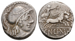 Roman Republic
Cn. Cornelius Lentulus Clodianus (88 BC). Rome
Denarius Silver (17.1mm 4.17g)
Obv: Helmeted bust of Mars right, seen from behind. 
Rev:...