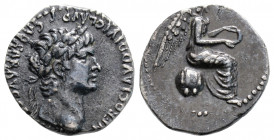 Roman Provincial
CAPPADOCIA. Caesarea. Nero (54-68 AD). 
Hemidrachm Silver (14.3mm 1.75g)
Obv: NERO CLAVD DIVI CLAVD F CAESAR AVG GERMANI. Laureate he...