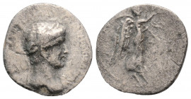 Roman Provincial
CAPPADOCIA Caesaraea-Eusebia, Hadrian (117-138 AD).
Hemidrachm Silver (15.5mm 1.32g)
Obv: Laureate bust right, with slight drapery.
R...