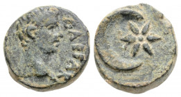 Roman Provincial
ASIA MINOR, Uncertain. Augustus (27 BC-AD 14.)
AE Bronze (18.1mm 2.78g)
Obv: CAESAR Bare head of Augustus to right. 
Rev: Star and cr...