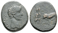 Roman Provincial
MACEDON, Philippi(?). Tiberius. ( 14-37 AD).
AE Bronze (18mm 4.25g)
Obv: TI AVG, bare head right
Rev: Anepigraphic, two priests plowi...