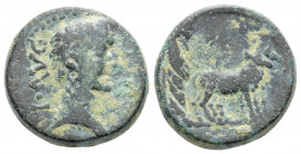 Roman Provincial
MACEDON, Philippi(?). Tiberius. (14-37 AD).
AE Bronze ( 16.4mm 4.12g)
Obv: TI AVG, bare head right
Rev: Anepigraphic, two priests plo...