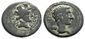 Roman Provincial 
CARIA. Antioch ad Maeandrum. Tiberius (14-35 AD). 
AE Bronze (15.4mm 2.85g)
Obv: TIBEPIOΣ KAICAP. Bare head right.
Rev: ANTIOXEΩN. T...