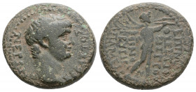 Roman Provincial
PHRYGIA, Apameia. Nero (54-59 AD). M. Vettios Nigros, magistrate.
AE Bronze (19.9mm 5.27g)
Obv: NЄPΩN ΣЄBAΣTOΣ, bare head to right 
R...